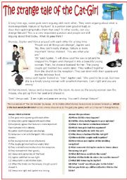 English Worksheet: The strange tale of the Cat-girl