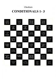 English Worksheet: Checkers - Conditionals 1 - 3