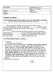 English Worksheet: End of semester 2 test 2017