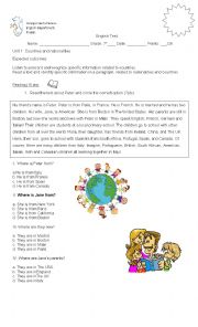 English Worksheet: Countries and nationalities