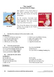 English Worksheet: Bon Appetit-Katy Perry with answer key
