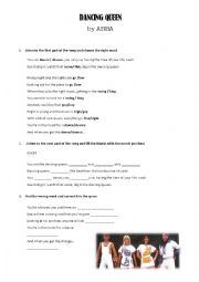 English Worksheet: dancing queen