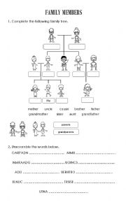 English Worksheet: FAMILY MEMBERS