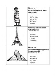 English Worksheet: Around the World, Cultures, Cities, Monuments, General Knowledge