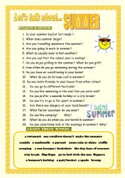 English Worksheet: Lets talk about summer