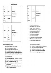 English Worksheet: Was-Were