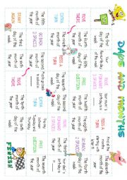 English Worksheet: Days and month game
