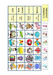 English Worksheet: Present Perfect - 4 in a row - a game