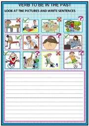 English Worksheet: Look at the pictures and write sentences 