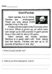 English Worksheet: GIANT Panda