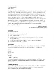 English Worksheet: The Kings Speech - Study Guide