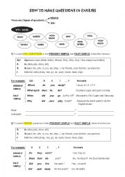 English Worksheet: HOW TO MAKE QUESTIONS IN ENGLISH