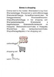 English Worksheet: Emma is shopping funny reading