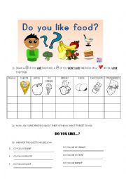 English Worksheet: Do you like food?
