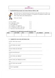 English Worksheet: Revision Personal Information 