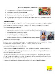 English Worksheet: Discussion about heroes and heroines