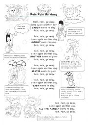 English Worksheet: Rain rain go away