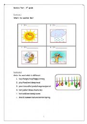English Worksheet: Revision test-3rd grade- vocabulary and communicative skills