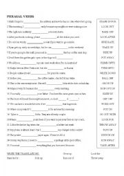 English Worksheet: Phrasal Verbs (mix)