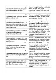 English Worksheet: Suggestions and advice: role plays