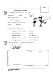 English Worksheet: Introducing yourself