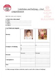 English Worksheet: Celebrities talk about bullying