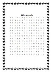 English Worksheet: Wild animals word search
