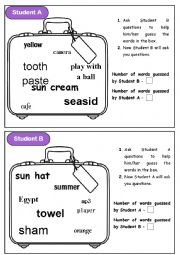 English Worksheet: WH-words - Pair activity