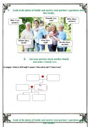 English Worksheet: Family - speaking pair activity