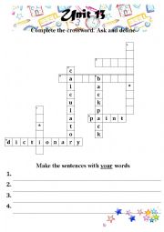 School Tools - Crossword - pair activity