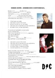 English Worksheet: HANDS DOWN  DASHBOARD CONFESSIONAL