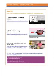 English Worksheet: COOKING VIDEOS