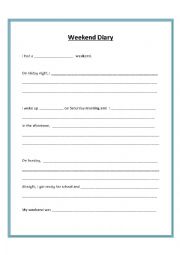 English Worksheet: Weekend diary