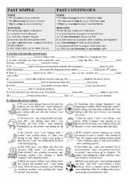 English Worksheet: Past Simple vs Continous