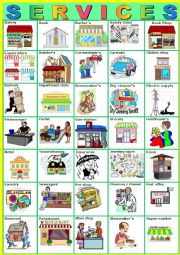 English Worksheet: SERVICES.  Pictionary (A to Z)