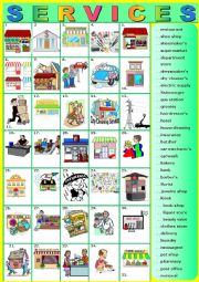 English Worksheet: SERVICES.  Matching  (A to Z)