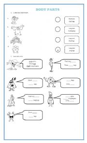 English Worksheet: Body parts