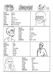 English Worksheet: Scooby Doo descriptions