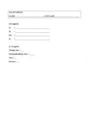 English Worksheet: Numbers