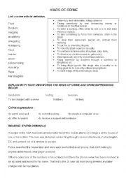 English Worksheet: kinds of crime