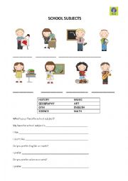 School Subjects Worksheet