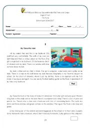 English Worksheet: My favourite room in the house - 7th form test