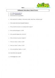 English Worksheet: HAWAII HISTORY WEBQUEST