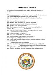 HAWAII HISTORY TIMELINE- PAIRWORK