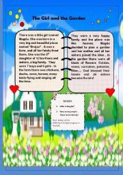 English Worksheet: The Girl and the Garden