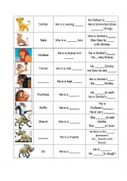 English Worksheet: Lion King Gap fill