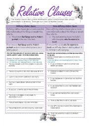 English Worksheet: RELATIVE CLAUSES