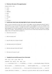 English Worksheet: Exam . Family and my daily routine