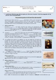 English Worksheet: Past simple: Da Vinci (biography)