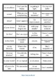 English Worksheet: Prepositions for FCE (domino)